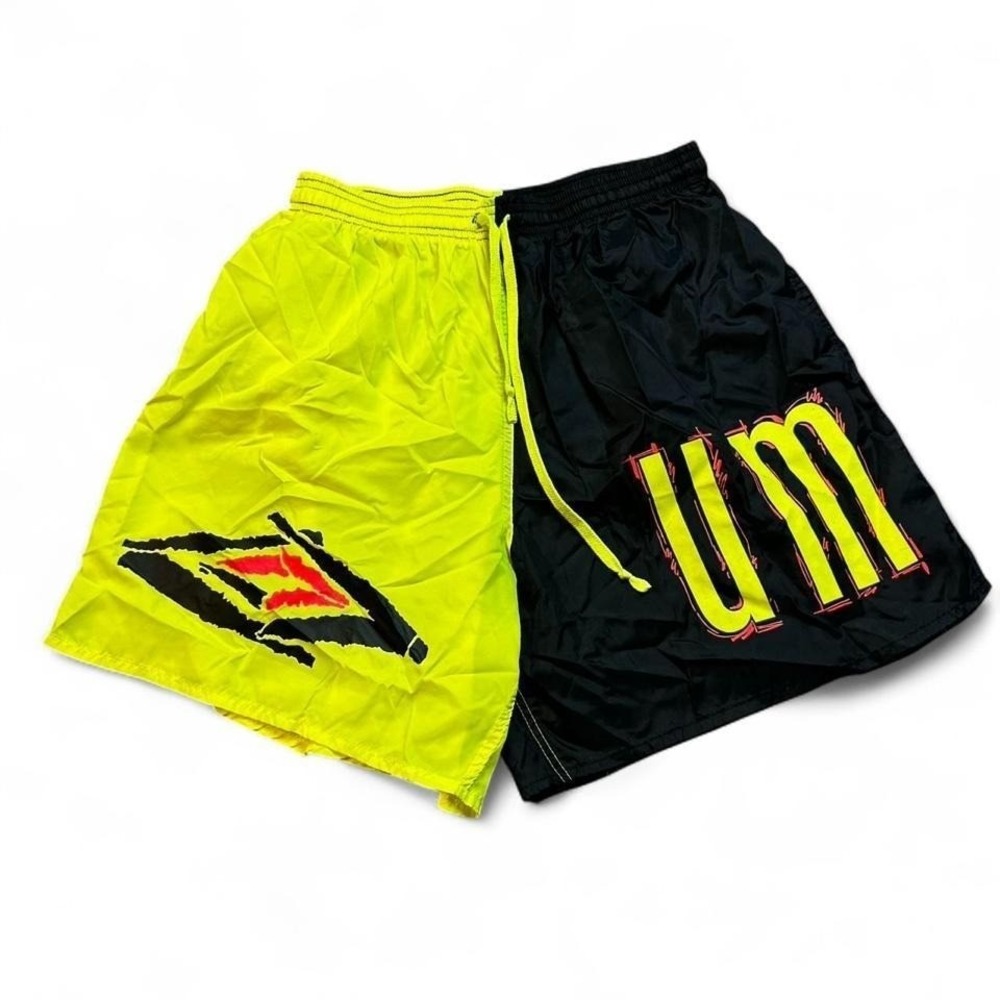 Vintage 90s Umbro Shorts Mens Large Neon Yellow Soccer Athletic Shorts Nylon